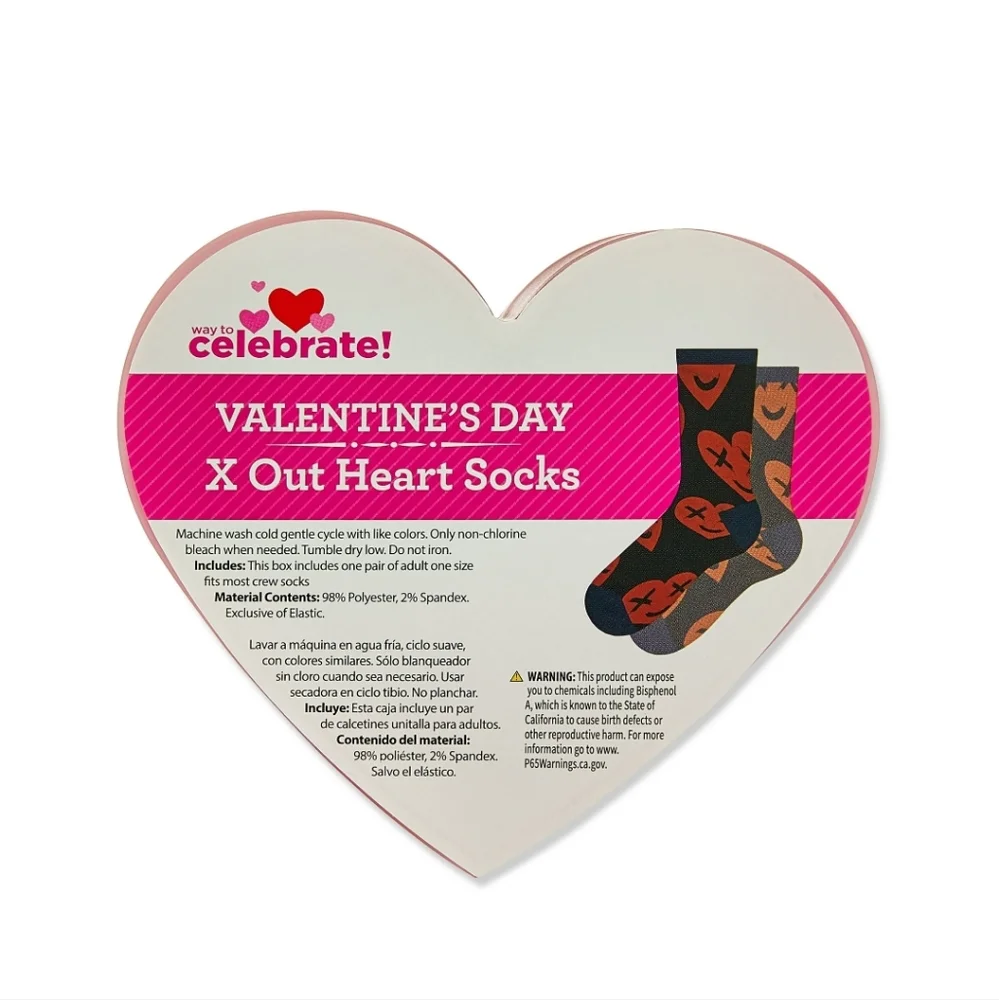 X Out Heart Socks - Crew Length Valentine's Day Gift Collection